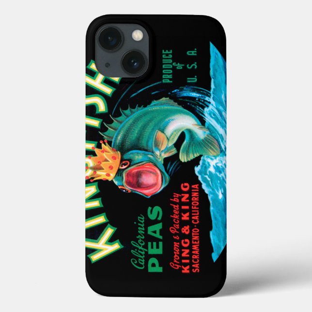 Bass Fish Wearing a Crown on a Black Background Case-Mate iPhone Case (Back)