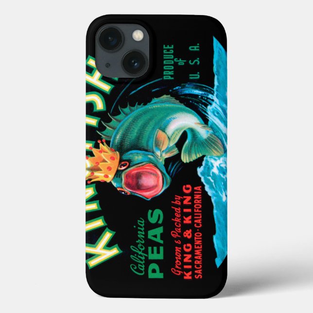 Bass Fish Wearing a Crown on a Black Background Case-Mate iPhone Case (Back)