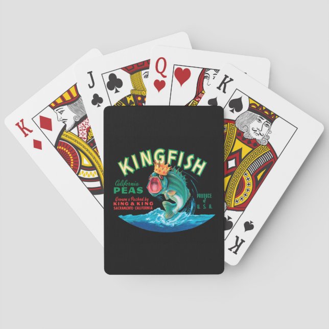Bass Fish Wearing a Crown on a Black Background Playing Cards (Back)