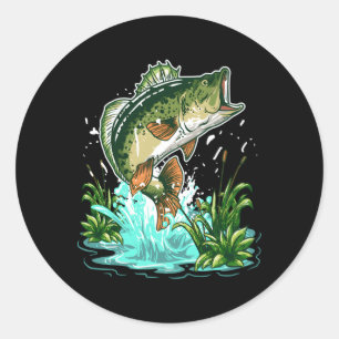Bass Fisher Large Mouth Bass Fishing Classic Round Sticker