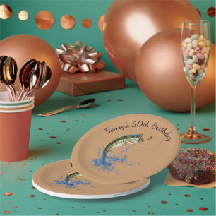 Bass Fishing 50th Birthday Party Paper Plates