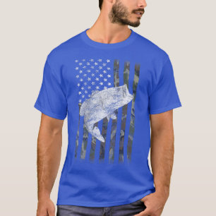 Bass Fishing American Camo USA Flag for Fisherman  T-Shirt