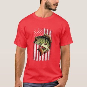 Bass Fishing American Flag 4th Of July For Fisherm T-Shirt
