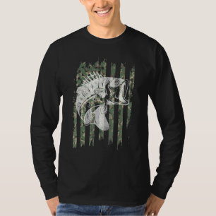 Bass Fishing American Flag Patriotic Usa Camo Fish T-Shirt