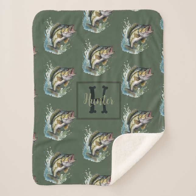 Bass Fishing Baby Name Blanket (Front)