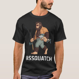 bass fishing Bassquatch! Funny Bigfoot fisherman O T-Shirt