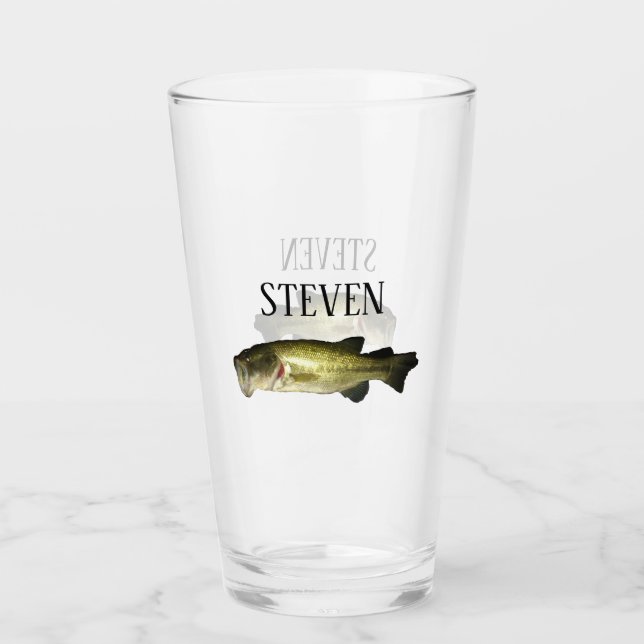 Bass Fishing Beer Mug Personalised Glass (Front)