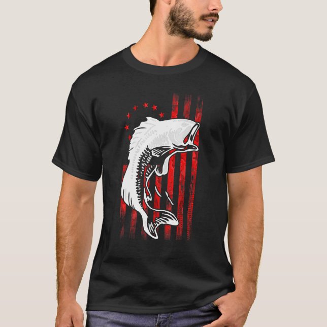 Bass Fishing Betsy Ross Early American Flag For Fi T-Shirt (Front)