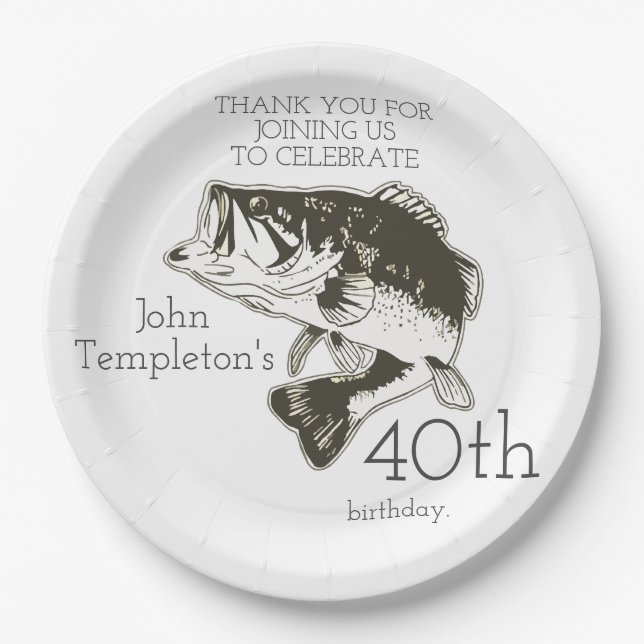 Bass Fishing Birthday Age Plate Personalised (Front)
