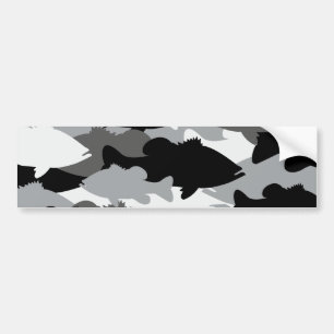 Bass Fishing Black Camo Bumper Sticker