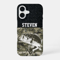 Bass Fishing Black Camo Diamond Plate Outdoors