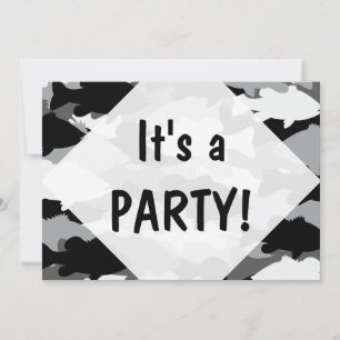 Bass Fishing Black Camo Invitation