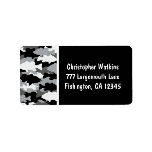 Bass Fishing Black Camo Label