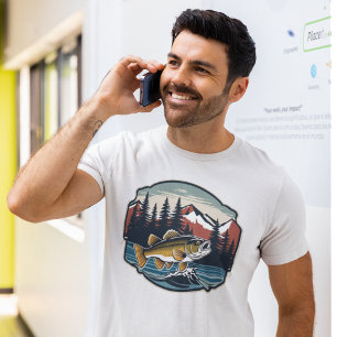 Bass Fishing Cool Mountain Forest Outdoors T-Shirt