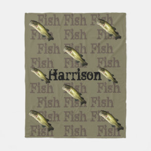 Bass Fishing Custom Name Medium Fleece Blanket