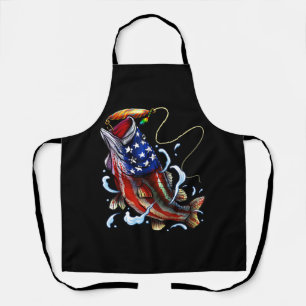 Bass Fishing Fish American Flag Patriotic Fishing Apron