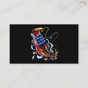 Bass Fishing Fish American Flag Patriotic Fishing Business Card