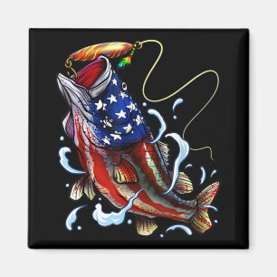Bass Fishing Fish American Flag Patriotic Fishing Magnet