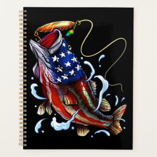 Bass Fishing Fish American Flag Patriotic Fishing Planner