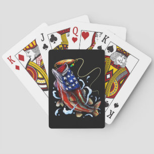 Bass Fishing Fish American Flag Patriotic Fishing Playing Cards
