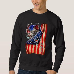 Bass Fishing Fish American Flag Patriotic Fourth O Sweatshirt