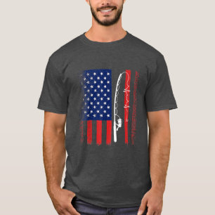 Bass Fishing Fish Fathers American Flag 158 T-Shirt