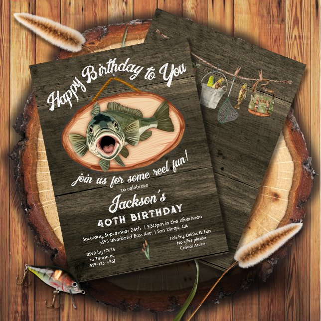 Bass Fishing Funny singing birthday Invitation (Creator Uploaded)