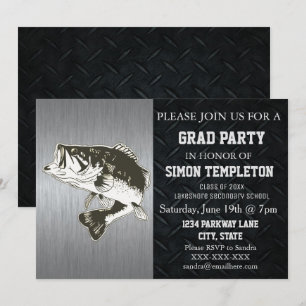 Bass Fishing Highschool College Graduation Party Invitation