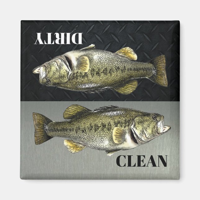 Bass Fishing Hobby Clean Dirty Dishwasher Men's Magnet (Front)