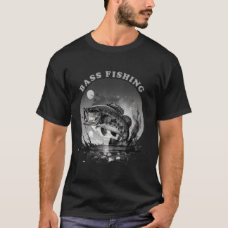 Bass Fishing In Grey Scale Desighn T-Shirt