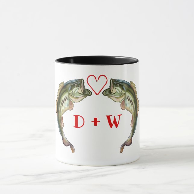 Bass Fishing Love Valentines Mug (Center)