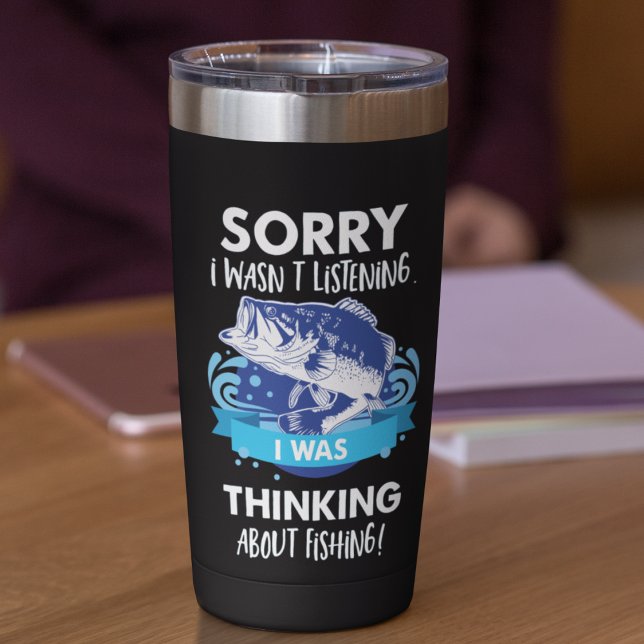 Bass Fishing Quote Hobby Sport Fisherman Angler Insulated Tumbler (Funny fishing mug for anglers, cold or hot drinks. Fishing Gift Ideas.)