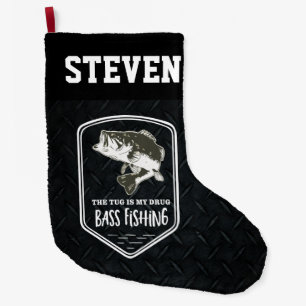 Bass Fishing Quote Men's Hobby Sport Large Christmas Stocking