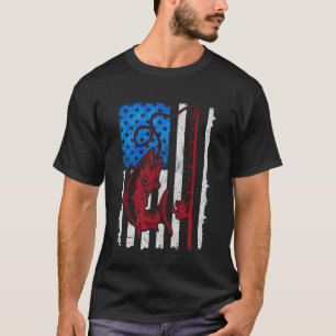 Bass Fishing Rod American Flag Vintage Fisherman G T-Shirt