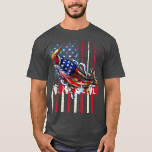 Bass Fishing Rod Tee Fishing Lover Fish American F