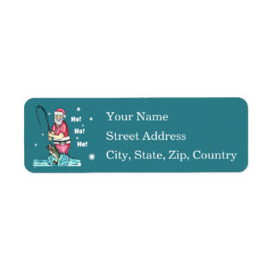 Bass Fishing Santa Claus Christmas Return Address Label