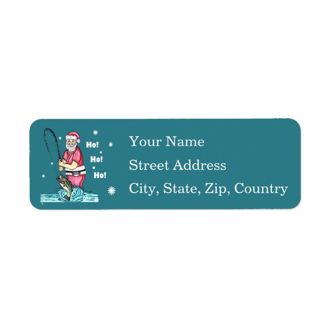Bass Fishing Santa Claus Christmas Return Address Label (Front)
