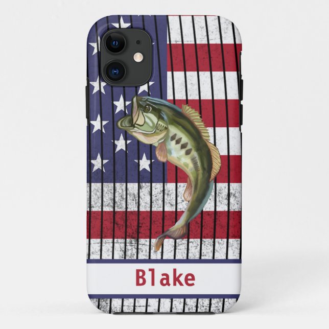 Bass Fishing USA Flag Name Case-Mate iPhone Case (Back)