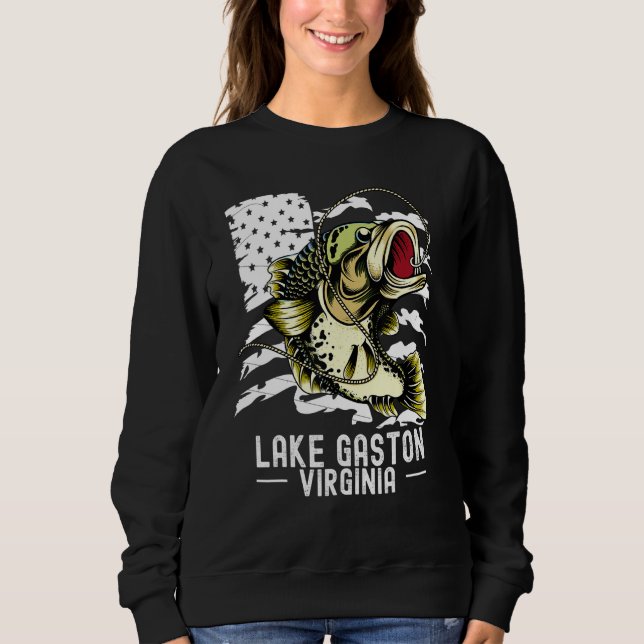 Bass Game Fishing Sports Fisherman Lake Gaston Vir Sweatshirt (Front)