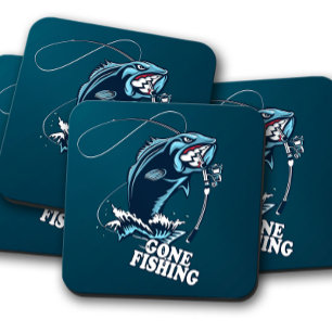 Bass Gone Fishing Coaster Bass Fishing Cork Set