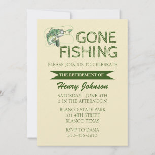 Bass Gone Fishing Retirement Invitation