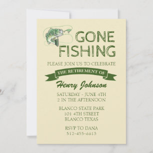 Bass Gone Fishing Retirement Invitation
