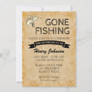 Bass Gone Fishing Retirement Invitation