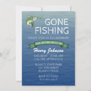 Bass Gone Fishing Retirement Invitation