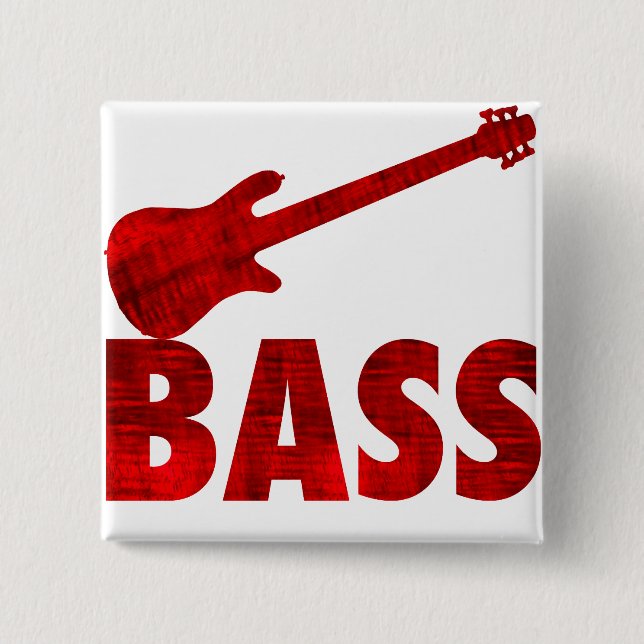 Bass Guitar 15 Cm Square Badge (Front)
