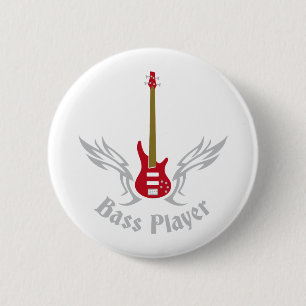 bass guitar 6 cm round badge