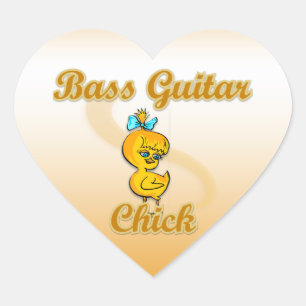 Bass Guitar Chick Heart Sticker