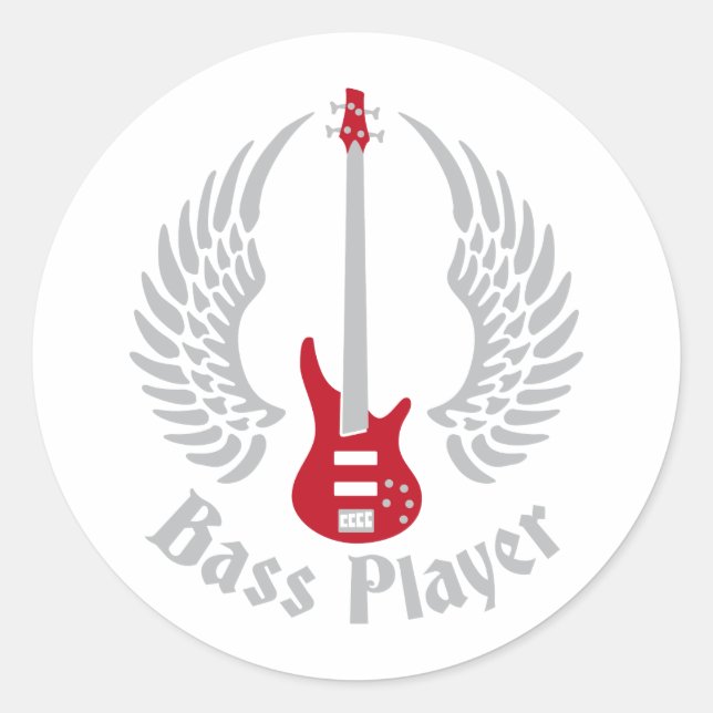bass guitar classic round sticker (Front)
