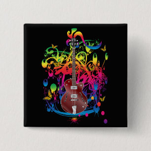 Bass Guitar Colour splash 15 Cm Square Badge