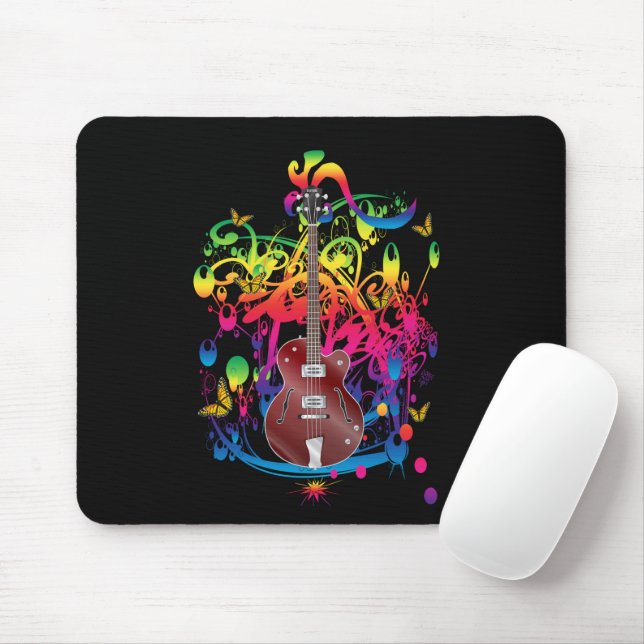 Bass Guitar Colour splash Mouse Mat (With Mouse)